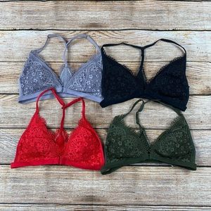 Body by Victoria Lace Padded Bralette Women Size S/P Front Latch Bundle of 4 NEW